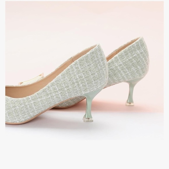 New C.Paravano Women's Kitten Heel Pumps-Pointed Toe with Metal Buckle - Picture 3 of 5